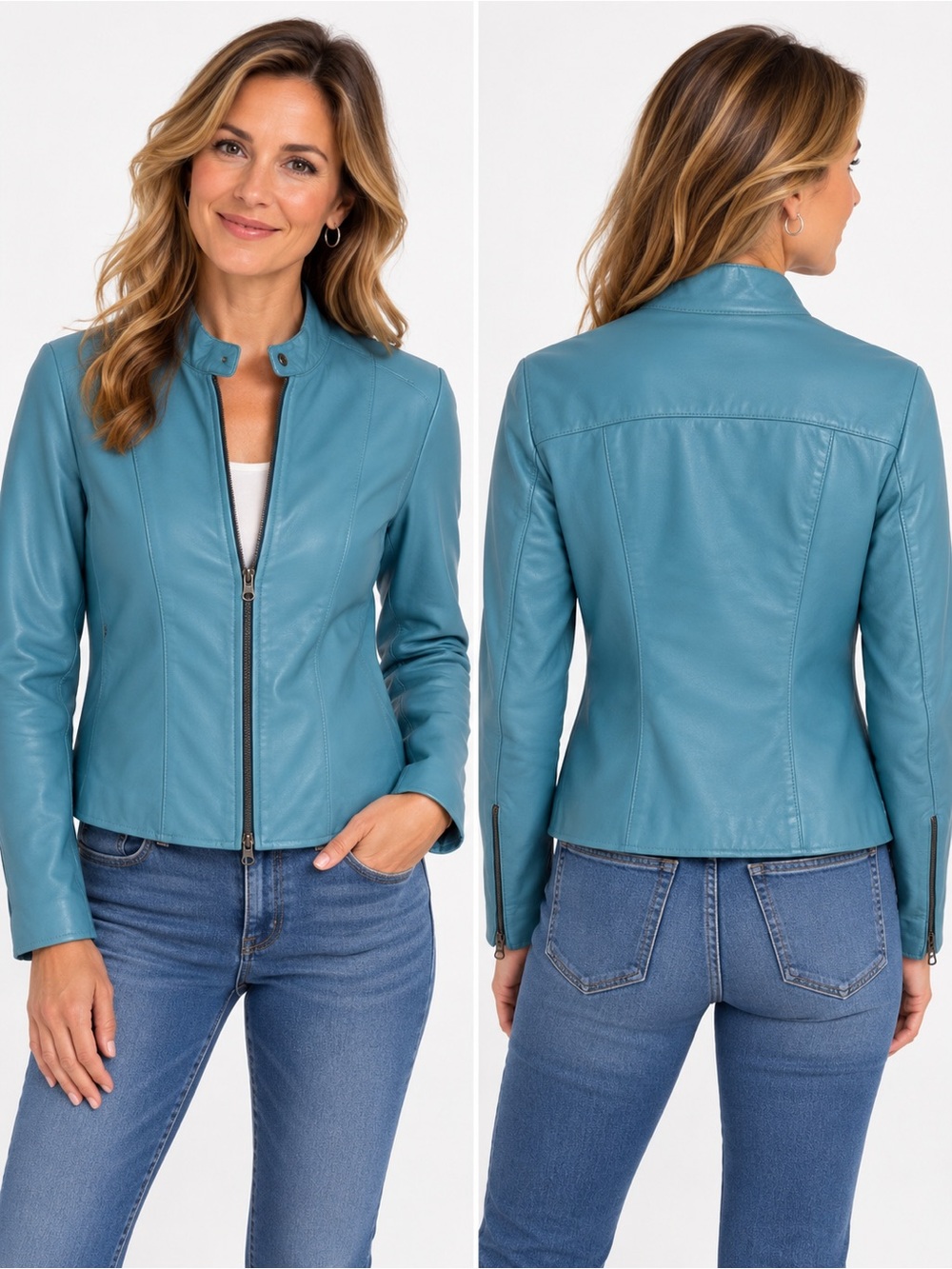 Rudsak Collection Women’s Blue Leather Jacket Size S Made in Canada
A1-9